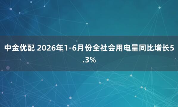 中金优配 2026年1-6月份全社会用电量同比增长5.3%